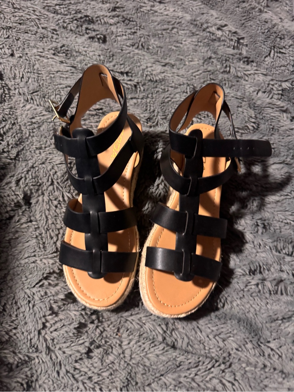 Soda Black Strappy Gladiator Sandals